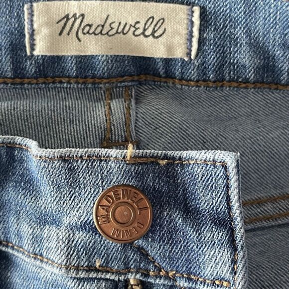 Madewell SZ 25 - 9" High-Rise Skinny Jeans Zip-Fly Stretch Whiskered Distressed - Picture 10 of 13